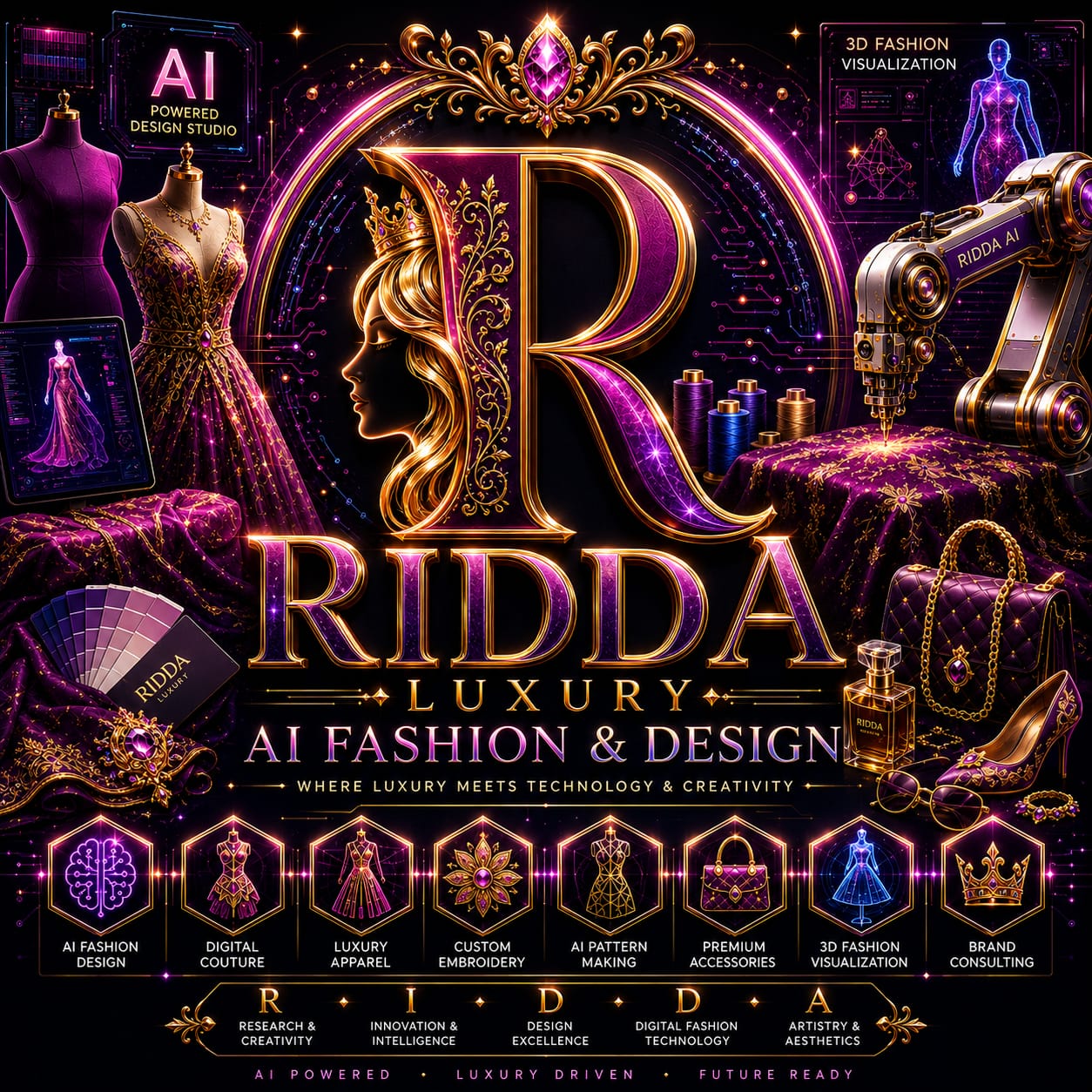 RIDDA Luxury AI Fashion & Design Logo